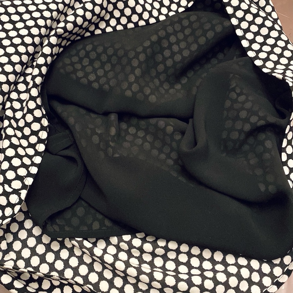 White House Black Market Black White Retro Polka Dot SZ XS Elegant Ruffle Dress - Picture 8 of 11
